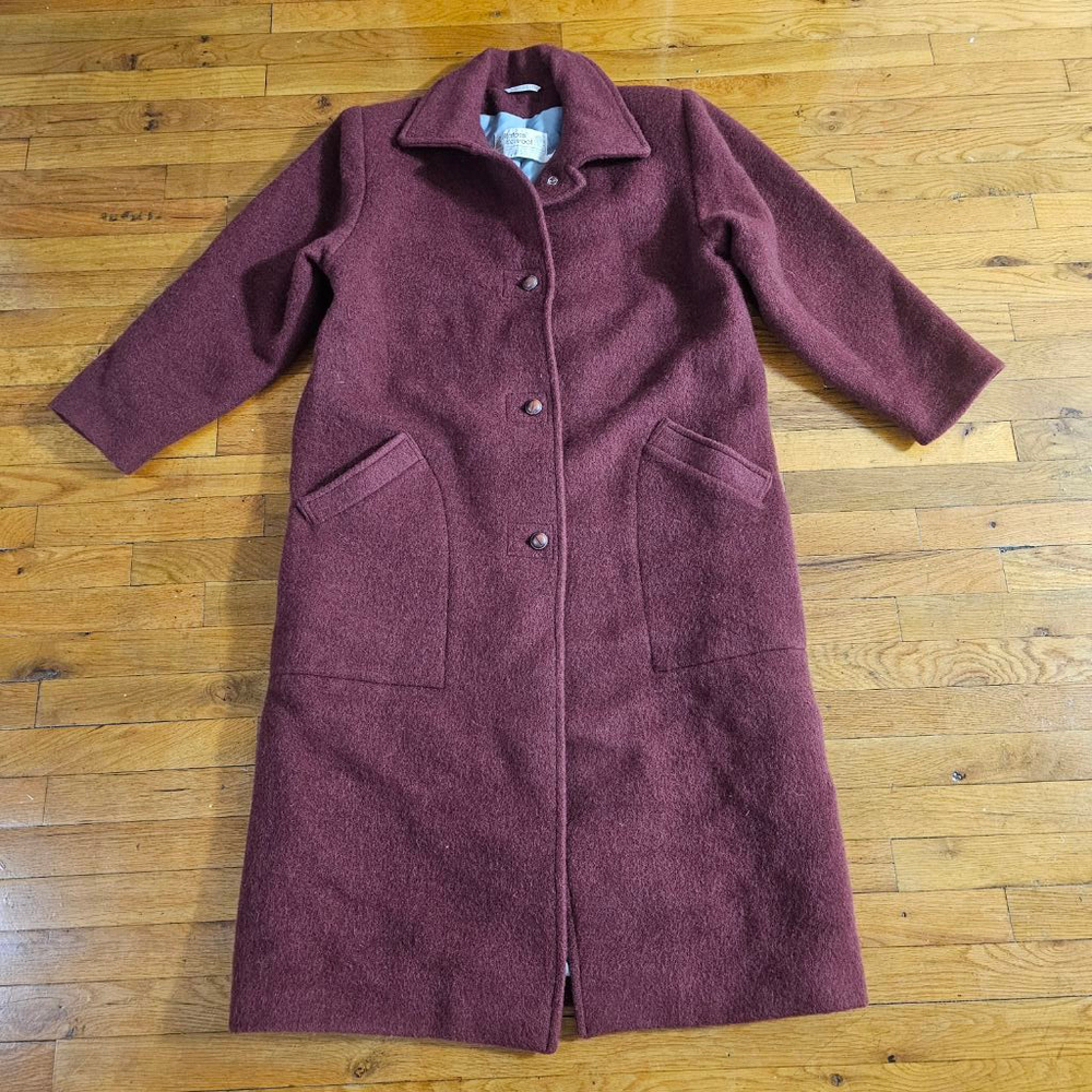 Alafoss of Iceland Wool Coat Burgundy Women's Large